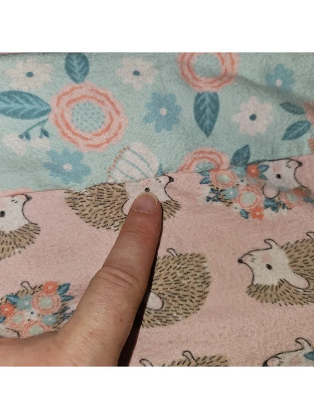 Handmade Baby Blanket Hedgehogs Flowers Minky Dot Pink Brown Blue 30x30